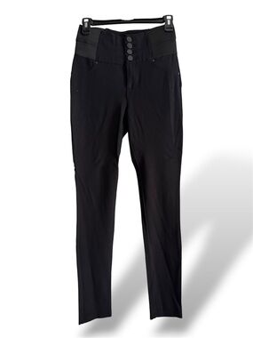 Ci Sono Black High-Waist Button Front Pants